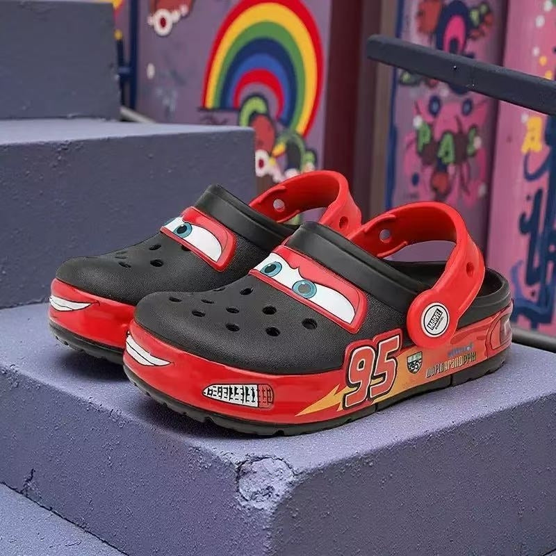 (Genuine) Kids Lightning 𝗠𝗰𝗤𝘂𝗲𝗲𝗻 Racing LED Clogs | Comfortable Non-Slip Sandals for Boys & Girls